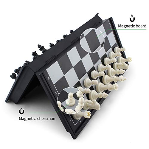 DINOBROS Magnetic Travel Chess Set with Folding Board Portable Chess Board Games Gift for Kids and Adults