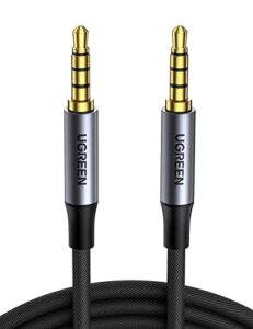 ugreen 3.5mm audio cable braided 4-pole hi-fi stereo trrs jack shielded male to male aux cord compatible with ipad, samsung phones, tablets, car home stereos, headphones, speaker, 6ft