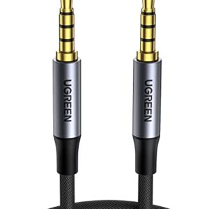 UGREEN 3.5mm Audio Cable Braided 4-Pole Hi-Fi Stereo TRRS Jack Shielded Male to Male AUX Cord Compatible with iPad, Samsung Phones, Tablets, Car Home Stereos, Headphones, Speaker, 6FT