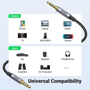 UGREEN 3.5mm Audio Cable Braided 4-Pole Hi-Fi Stereo TRRS Jack Shielded Male to Male AUX Cord Compatible with iPad, Samsung Phones, Tablets, Car Home Stereos, Headphones, Speaker, 6FT