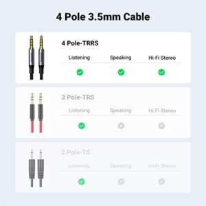 UGREEN 3.5mm Audio Cable Braided 4-Pole Hi-Fi Stereo TRRS Jack Shielded Male to Male AUX Cord Compatible with iPad, Samsung Phones, Tablets, Car Home Stereos, Headphones, Speaker, 6FT