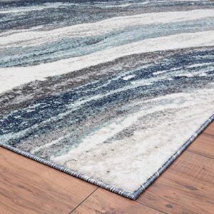 LUXE WEAVERS Lagos Collection Marble Swirl 7983 Blue 9x12 Art Deco Area Rug