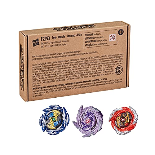 BEYBLADE Hasbro Burst Surge Speedstorm Thunder Threat 3-Pack - Kolossal Fafnir F6, Spear Dullahan D6, Brave Roktavor R6 Battling Game Top Toys