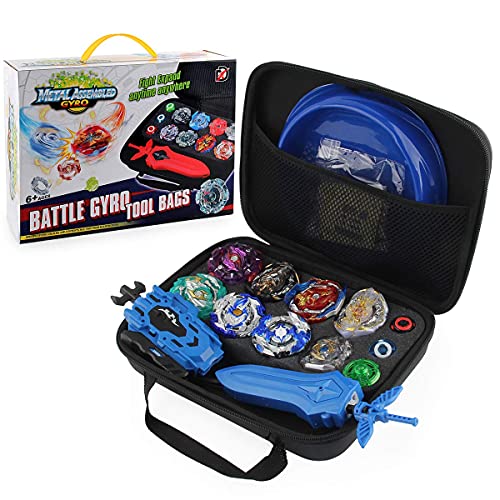 PWTAO Bey Battling Top Burst Blade Gyro Toy Battle Set 8 Spinning Top Burst Gyros 2 Launchers Combat Battling Game with Portable Storage Box Gift for Kids Children Boys Ages 6+
