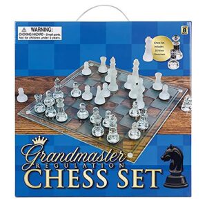 Elegant Glass Chess Set, Board Games, Great for Prizes (14" Glass Chess Set)