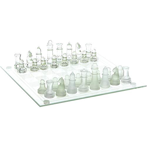 Elegant Glass Chess Set, Board Games, Great for Prizes (14" Glass Chess Set)