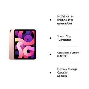 Apple iPad Air (10.9-inch, Wi-Fi, 64GB) - Rose Gold (Latest Model, 4th Generation) (Renewed)