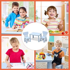 Costzon Kids Table and Chair Set, 3 Piece Plastic Children Activity Table for Reading, Drawing, Snack Time, Arts Crafts, Preschool, Kindergarten & Playroom, Easy Clean, Toddler Table & Chair (Blue)