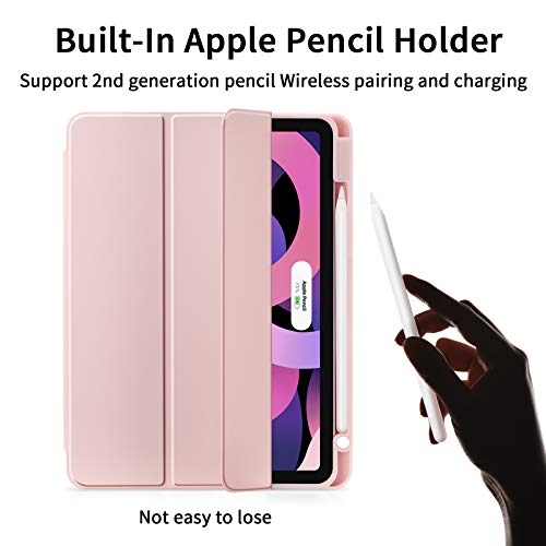LovRug iPad Air 5th Generation Case 2022/iPad Air Case 4th Generation 2020 10.9 Inch with Pencil Holder, Auto Sleep/Wake, Soft TPU Smart Back Protective Cover Case (Pink)