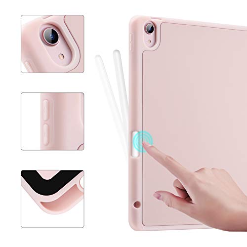 LovRug iPad Air 5th Generation Case 2022/iPad Air Case 4th Generation 2020 10.9 Inch with Pencil Holder, Auto Sleep/Wake, Soft TPU Smart Back Protective Cover Case (Pink)