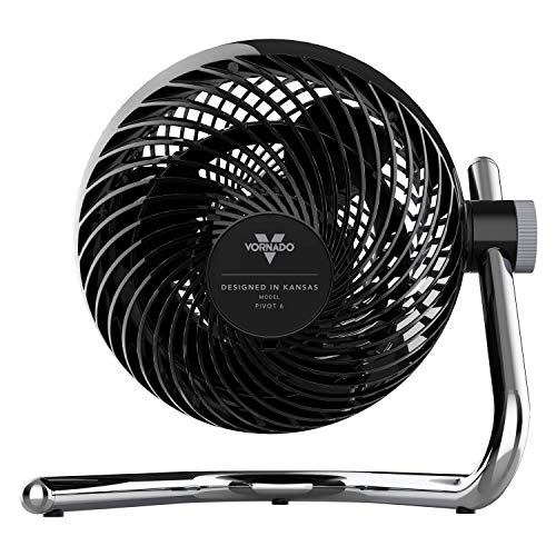 Vornado Pivot6 Whole Room Air Circulator Fan with 4 Speeds, Remote Control, Rotating Axis, Black