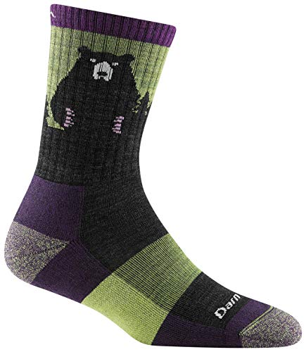 Darn Tough Women's Bear Town Micro Crew Lightweight with Cushion - Large Lime Merino Wool Socks for Hiking