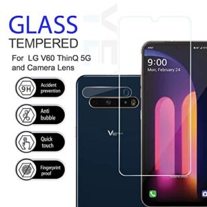 LG V60 ThinQ Screen Protector + Camera Lens Protectors by YEYEBF,[2+2 Pack] Tempered Glass Screen Protector [9H Hardness][Case-Friendly][3D Glass][Bubble-Free] Screen Protector Glass for LG V60 ThinQ