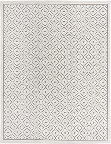 Unique Loom Outdoor Trellis Collection Area Rug - Kafes (7' 10" x 10' Rectangle, Ivory/ Gray)