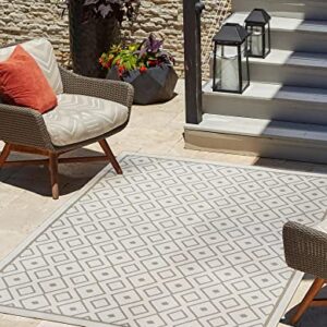 Unique Loom Outdoor Trellis Collection Area Rug - Kafes (7' 10" x 10' Rectangle, Ivory/ Gray)