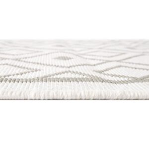 Unique Loom Outdoor Trellis Collection Area Rug - Kafes (7' 10" x 10' Rectangle, Ivory/ Gray)