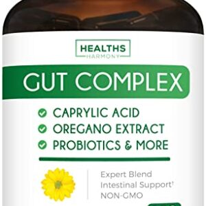 Candida Support (120 Capsules) - Caprylic Acid, Oregano Oil & Probiotics Help Maintain Already Normal Levels of Yeast and Candida - Vegetarian, Non-GMO Intestinal Supplement - Gut Cleanse (No Pills)