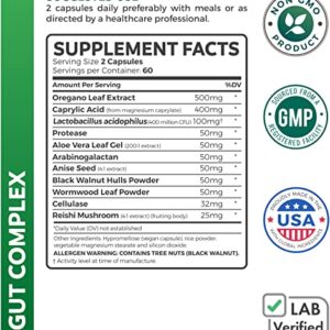 Candida Support (120 Capsules) - Caprylic Acid, Oregano Oil & Probiotics Help Maintain Already Normal Levels of Yeast and Candida - Vegetarian, Non-GMO Intestinal Supplement - Gut Cleanse (No Pills)