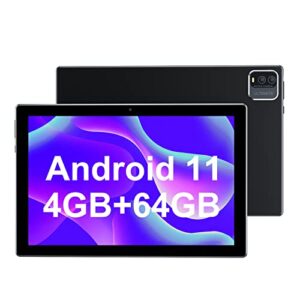 10 inch android 11.0 tablet, 4gb ram+64gb rom+512gb expandable computer tablets pc, ips screen, 2+8mp dual camera, wifi, bt, google certified tablet