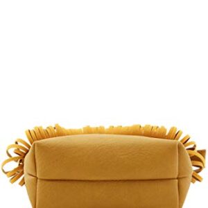 FashionPuzzle Small Fringe Crossbody Bag with Wrist Strap (Dark Mustard)