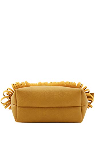 FashionPuzzle Small Fringe Crossbody Bag with Wrist Strap (Dark Mustard)