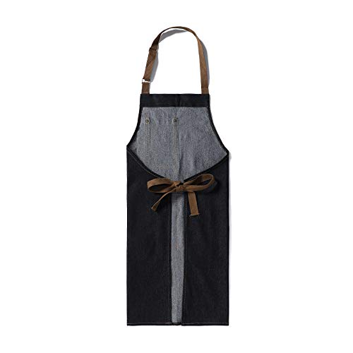 eywlwaar Denim Apron with 3 Pockets Unisex Jean Apron Adjustable Bib Apron for Work Kitchen Cooking 30.3 "x 26.57" Black