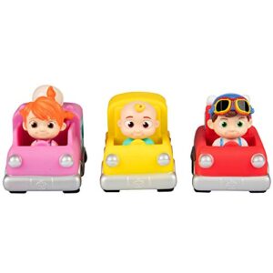 CoComelon 3" Car Vehicle Toys 3-Pack - Officially Licensed - Includes Mini JJ, Tomtom & YoYo Character Figures! Trucks and Bus for Toddlers & Preschoolers Ages 1-3 - Great Gift for Kids, Boys & Girls