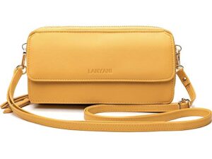 lanyani women crossbody wallet rfid blocking cell phone wristlet purse with shoulder strap small girls crossbody bag (mustard yellow)