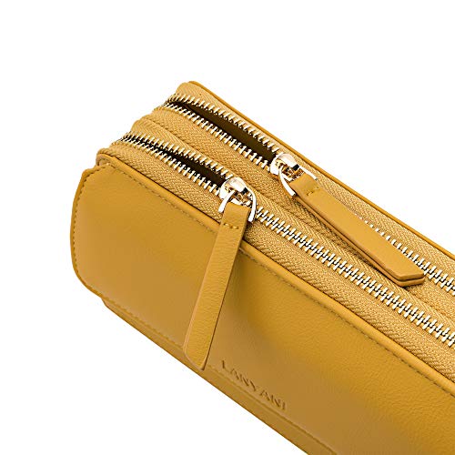 Lanyani Women Crossbody Wallet RFID Blocking Cell Phone wristlet Purse with shoulder strap small girls crossbody bag (Mustard Yellow)