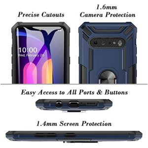 Sitikai Compatible with LG V60 ThinQ/LG V60 Case [Military Grade Drop Protection] with Metal Rotating Ring Holder Magnetic Kickstand Hard PC Protective Bumper Rugged Anti-Scratch Shockproof Blue