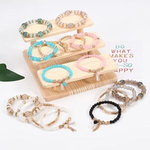 Twinfree 8 Sets Bohemian Stackable Bead Bracelets for Women Multilayered Bracelet Set Pendant Charm Stretch Bangles