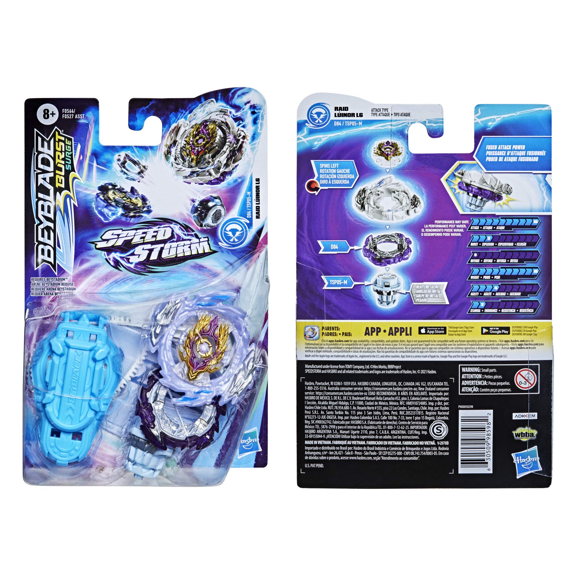 BEYBLADE Burst Surge Speedstorm Raid Luinor L6 Spinning Top Starter Pack – Attack Type Battling Game Top with Launcher, Toy for Kids