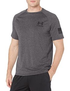 under armour mens freedom tech short sleeve t-shirt , carbon black (021)/black , large