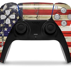 WraptorSkinz Skin Wrap compatible with Sony PS5 DualSense Controller Painted Faded and Cracked USA American Flag (CONTROLLER NOT INCLUDED)