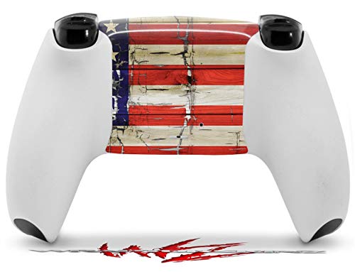 WraptorSkinz Skin Wrap compatible with Sony PS5 DualSense Controller Painted Faded and Cracked USA American Flag (CONTROLLER NOT INCLUDED)