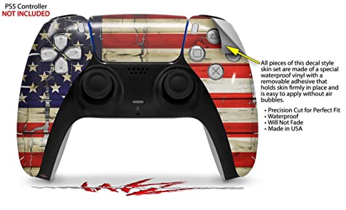 WraptorSkinz Skin Wrap compatible with Sony PS5 DualSense Controller Painted Faded and Cracked USA American Flag (CONTROLLER NOT INCLUDED)