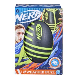 NERF Weather Blitz Foam Football for All-Weather Play - Easy-to-Hold Grips – Great for Indoor and Outdoor Games - Green