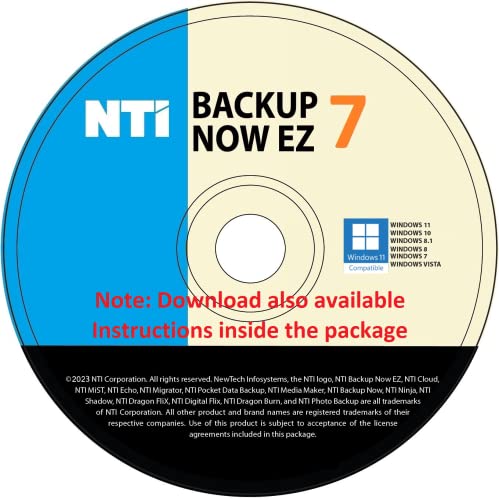 NTI Backup Now EZ 7 (for 3 Computers) | New Version 7.5 | PC Backup or Image Backup | Cloud Backup | File & Folder Backup | Scheduled Backup | Made in USA | Available in DOWNLOAD and CD-ROM