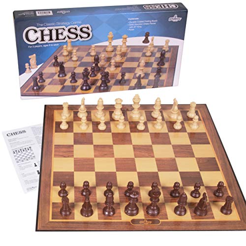 Silly Goose Games Chess Board Game I Cardboard Folding Chess Sets with Plastic Chess Pieces I Chess Board Set for Adults I Travel Chess Set Classic Board Games for Family Night I Checkers Board Games