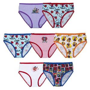 miraculous girls' ladybug 7-pack underwear in sizes 4, 6, 8, multicolor/assorted