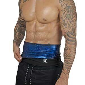 kewlioo men's heat trapping waist toner - waist trainer for men - comfortable & discreet waist trimmer (black, l)
