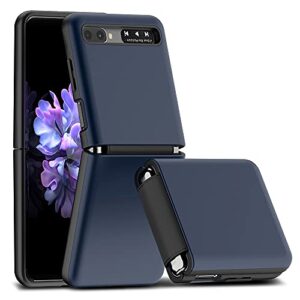 goospery for galaxy z flip case (2020) with hinge coverage, luxury 360 protection tpu bumper soft feeling hard pc back dual layer cover - navy blue