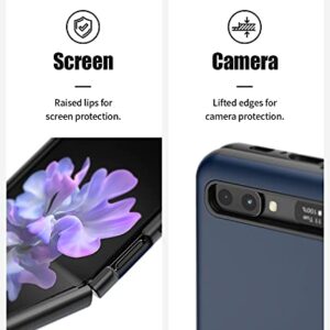 GOOSPERY for Galaxy Z Flip Case (2020) with Hinge Coverage, Luxury 360 Protection TPU Bumper Soft Feeling Hard PC Back Dual Layer Cover - Navy Blue