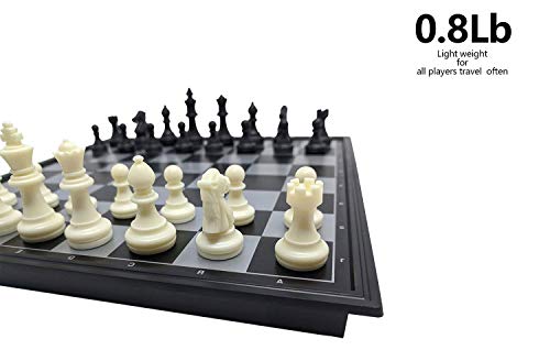 LEAP 12.6“ Magnetic Chess Set Foldable Portable Game Board for Adult Travel Set with 2 Queens