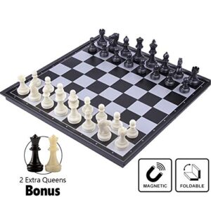 LEAP 12.6“ Magnetic Chess Set Foldable Portable Game Board for Adult Travel Set with 2 Queens