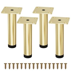 m mimhooy furniture legs 4 inches, modern metal sofa legs furniture support feet replacement leg for sofa couch chair ottoman cabinet table set of 4 (gold)