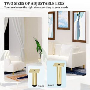 M MIMHOOY Furniture Legs 4 inches, Modern Metal Sofa Legs Furniture Support Feet Replacement Leg for Sofa Couch Chair Ottoman Cabinet Table Set of 4 (Gold)