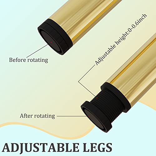 M MIMHOOY Furniture Legs 4 inches, Modern Metal Sofa Legs Furniture Support Feet Replacement Leg for Sofa Couch Chair Ottoman Cabinet Table Set of 4 (Gold)