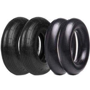 (2-set) ar-pro 4.80/4.00-8" tire and inner tube set - universal replacement tires and inner tubes with 15.5" outer tire diameter and 4.80" tire width - fits on dollies, trolleys, wagons, and more