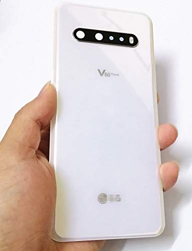 V60 ThinQ Back Glass Cover Replacement Housing Door with Tape Parts for LG V60 ThinQ V600 5G All Model with USB to Type-c Cable +Tools (Classy White)